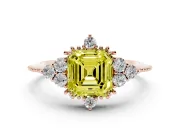 Asscher Cut Cluster Engagement Ring Setting for a Fancy Yellow Lab-Grown Diamond | Rose Gold