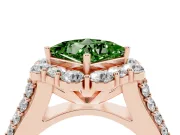 Fancy Green Princess Cut Diamond Halo Engagement Ring Set in Rose gold with Split Shank and Prong Setting
