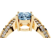 Oval Bypass Engagement Ring Setting for a Fancy Blue Lab-Grown Diamond | Pavé Ribbon | Yellow Gold