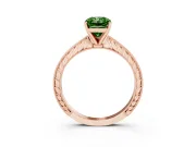 Radiant Cut Engraved Engagement Ring Setting for a Fancy Green Lab-Grown Diamond | Rose Gold