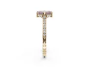 Emerald Cut Vintage Cathedral Engagement Ring Setting for a Fancy Pink Lab-Grown Diamond | Carved Band | Yellow Gold