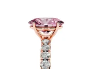Oval Pave Engagement Ring Setting for a Fancy Pink Lab-Grown Diamond | Shared Prong Band | Rose Gold