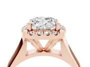 Cushion Cut Halo Engagement Ring Setting | Square Profile Band | Rose Gold