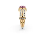 Round Vintage Milgrain Engagement Ring Setting for a Fancy Pink Lab-Grown Diamond | Hidden Halo | Yellow Gold