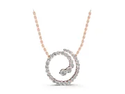 Round Lab-Grown Diamond Spiral Pendant Necklace | Two-Point Chain | Rose Gold