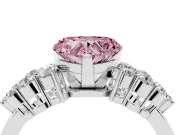 Fancy Pink Heart Cut Diamond Cluster Engagement Ring Set in Silver with Pavé Band and Prong Setting