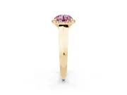 Round Knife-Edge Halo Engagement Ring Setting for a Fancy Pink Lab-Grown Diamond | Yellow Gold