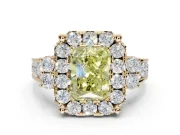 Radiant Cut Halo Engagement Ring Setting for a Fancy Yellow Lab-Grown Diamond | Graduated Channel Band | Yellow Gold