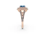 Asscher Cut Halo Split Shank Engagement Ring Setting for a Fancy Blue Lab-Grown Diamond | Pavé Strands | Rose Gold