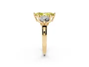 Fancy Yellow Marquise Cut Diamond Three-Stone Ring Set in Yellow gold with Prong Setting and Classic Band