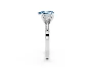 Pear-Shaped Hidden Halo Three Stone Engagement Ring Setting for a Fancy Blue Lab-Grown Diamond | Sterling Silver