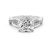 Heart-Shaped Twisted Pavé Solitaire Engagement Ring Setting | Split Shank | White Gold