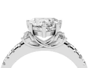 Heart-Shaped Side Stone Pave Engagement Ring Setting | Paired Round Accents | White Gold