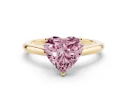Heart-Shaped Cathedral Engagement Ring Setting for a Fancy Pink Lab-Grown Diamond | Yellow Gold