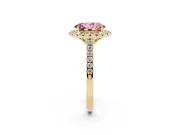 Oval Raised Halo Engagement Ring Setting for a Fancy Pink Lab-Grown Diamond | Yellow Gold