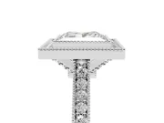 Princess Cut Vintage Milgrain Halo Engagement Ring Setting | Bezel Head | White Gold