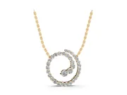 Round Lab-Grown Diamond Spiral Pendant Necklace | Two-Point Chain | Yellow Gold