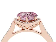 Heart-Shaped Petal Tip Halo Engagement Ring Setting for a Fancy Pink Lab-Grown Diamond | Pavé Band | Rose Gold