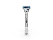Emerald Cut Pave Split Shank Engagement Ring Setting for a Fancy Blue Lab-Grown Diamond | Double Claw Prongs | Platinum