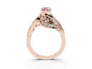 Pear-Shaped Bypass Hidden Halo Engagement Ring Setting for a Fancy Pink Lab-Grown Diamond | Graduated Pavé | Rose Gold