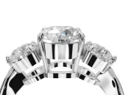Round Three Stone Engagement Ring Setting | Tapered Pave Band | Platinum
