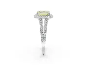 Asscher Cut Halo Split Shank Engagement Ring Setting for a Fancy Yellow Lab-Grown Diamond | Pavé Shoulders | White Gold