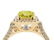 Radiant Cut Halo Engagement Ring Setting for a Fancy Yellow Lab-Grown Diamond | Pavé Panel Shoulders | Yellow Gold