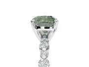 Cushion Cut Pavé Engagement Ring Setting for a Fancy Green Lab-Grown Diamond | Alternating Accents | White Gold