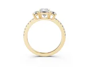Emerald Cut Three Stone Engagement Ring Setting | Pave Shoulders | Yellow Gold