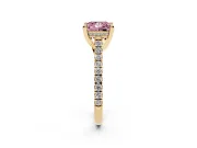 Princess Cut Hidden Halo Pave Engagement Ring Setting for a Fancy Pink Lab-Grown Diamond | Claw Prongs | Yellow Gold