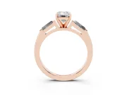 Emerald Cut Three Stone Engagement Ring Setting | Tapered Baguettes | Rose Gold