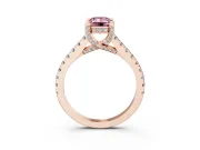 Fancy Pink Emerald Cut Diamond Solitaire Ring Set in Rose gold with Brilliant Pavé Band and Prong Setting