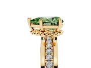 Pear-Shaped Channel Set Engagement Ring Setting for a Fancy Green Lab-Grown Diamond | Rope Collar | Yellow Gold