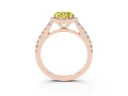 Fancy Yellow Heart Cut Diamond Halo Engagement Ring Set in Rose gold with Pavé Band and Prong Setting