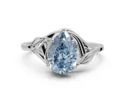 Pear-Shaped Bypass Solitaire Engagement Ring Setting for a Fancy Blue Lab-Grown Diamond | Platinum
