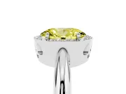 Fancy Yellow Oval Cut Diamond Halo Engagement Ring Set in Silver with Plain Split Shank and Prong Setting