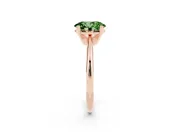 Fancy Green Oval Cut Diamond Solitaire Ring Set in Rose gold with Prong Setting on a Plain Round Band
