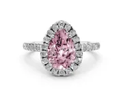 Pear-Shaped Raised Halo Engagement Ring Setting for a Fancy Pink Lab-Grown Diamond | Platinum