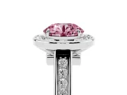 Round Rimmed Halo Engagement Ring Setting for a Fancy Pink Lab-Grown Diamond | Sterling Silver