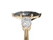 Marquise Three-Stone Engagement Ring Setting for a Black Center | Pear Side Stones | Yellow Gold