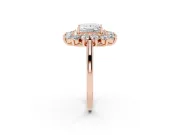 Princess Cut Floral Double Halo Engagement Ring Setting | Plain Band | Rose Gold