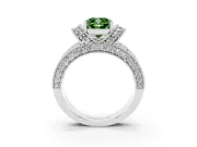 Cushion Cut Vintage Pave Engagement Ring Setting for a Fancy Green Lab-Grown Diamond | Milgrain Edges | Platinum