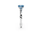 Fancy Blue Radiant Cut Diamond Engagement Ring Set in Silver with Side Stone Accents and Prong Setting