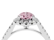 Pear-Shaped Halo Engagement Ring Setting for a Fancy Pink Lab-Grown Diamond | Pave Shoulders | White Gold