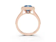Princess Cut Vintage Milgrain Halo Engagement Ring Setting for a Fancy Blue Lab-Grown Diamond | Bezel Head | Rose Gold