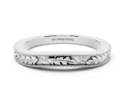 Round Diamond Bezel Eternity Band Set in Platinum with Milgrain Detailing