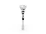Three-Stone Radiant Cut Diamond Pavé Band Ring Set in Platinum with Prong-Set Trio