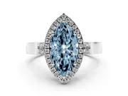 Marquise Halo Engagement Ring Setting for a Fancy Blue Lab-Grown Diamond | Pavé Panel Shoulders | White Gold