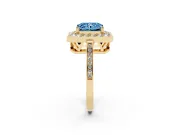 Radiant Cut Halo Engagement Ring Setting for a Fancy Blue Lab-Grown Diamond | Polished Halo Rim | Yellow Gold