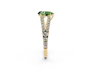 Pear-Shaped Graduated Split Shank Engagement Ring Setting for a Fancy Green Lab-Grown Diamond | Yellow Gold